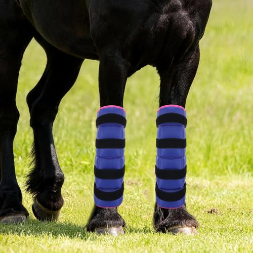 AccompMe Blue Reusable Ice Horse Leg Boot for Injury Recovery, Adjustable Gel Wrap for Legs, Hocks & Hooves
