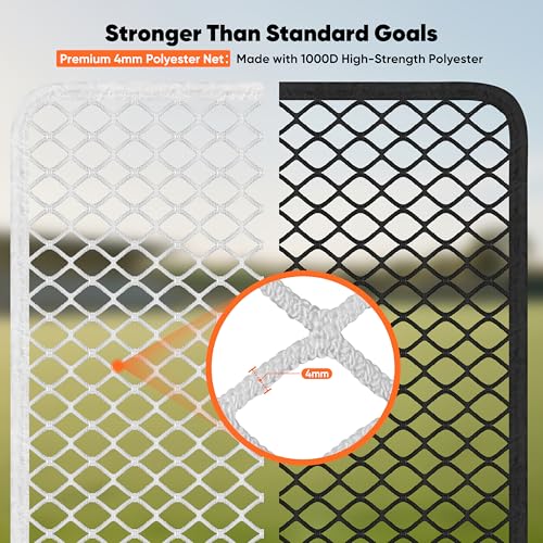 Portable Folding Lacrosse Goal Net - 6' x 6' x 7' - Black