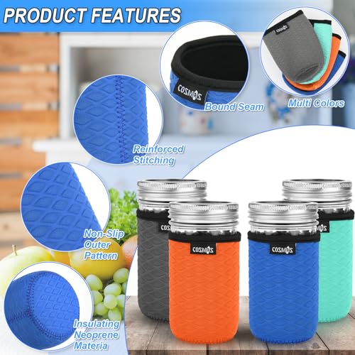 Cosmos 4-Pack Insulated Neoprene Mason Jar Sleeves for 12 OZ Regular Mouth Jars