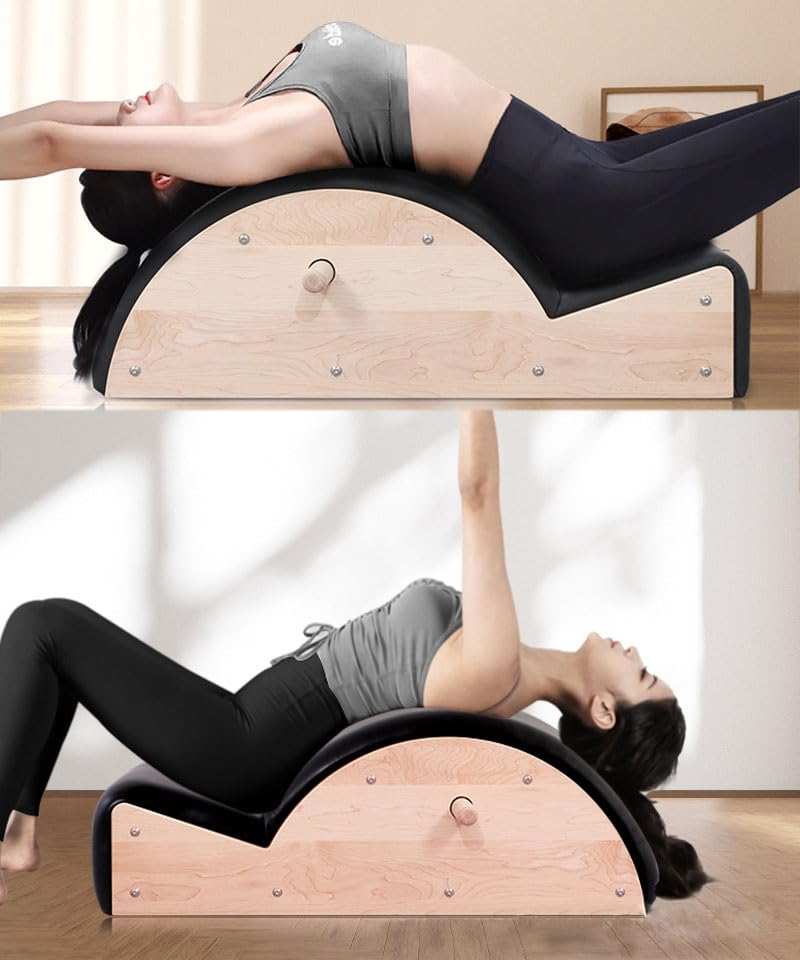 Pilates Spine Corrector Arc for Home Gym - Rubber Wood-Black