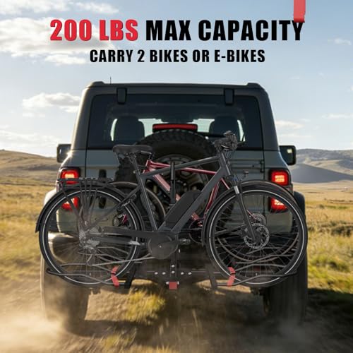 Heavy-Duty Bike Rack for Car - 2-Bike Hitch Mount, 200 LB Capacity