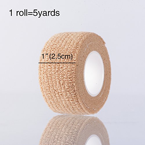 Self-Adherent Sports Tape - 12 Rolls, 1" x 5 Yards - Skin Color