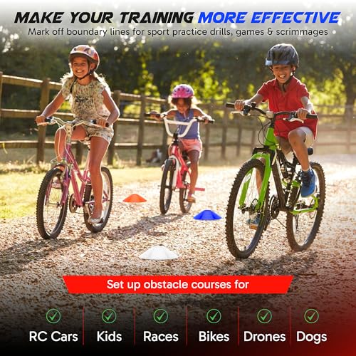 Agility Soccer Cones Set of 50 - Bright Orange with Carry Bag & Cone Holder