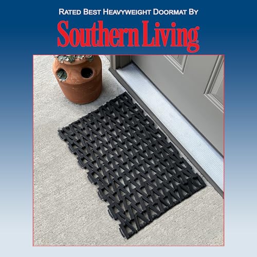 Durite Recycled Tire-Link Outdoor Door Mat 17x25in Heavy Duty Rubber Entrance