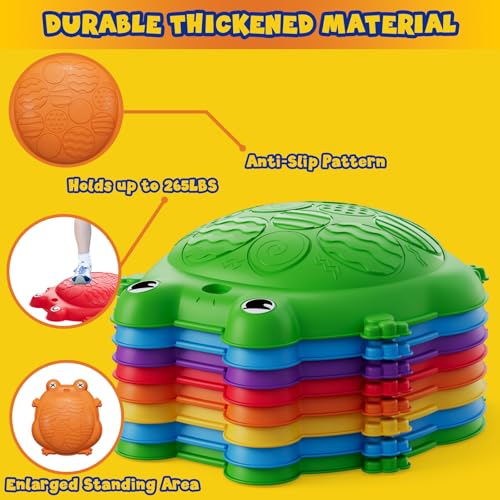 HYES 8PCS Kids Non-Slip Balance Stepping Stones Set for Indoor Outdoor Play