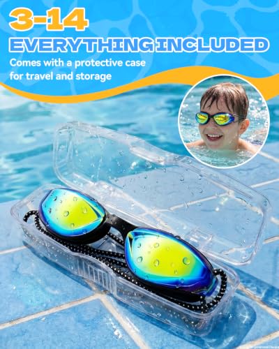 Swim Goggles for Kids - Anti-Fog & Anti-Leak - Black/Gold