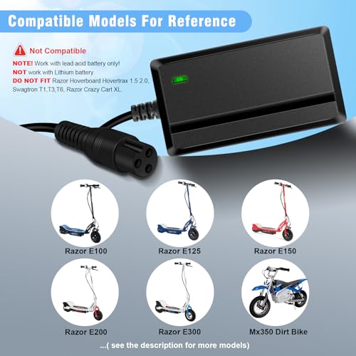 24V Charger for Razor Electric Scooters and Dirt Bikes