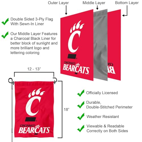 Cincinnati UC Bearcats Garden Flag - Double Sided College Yard Banner