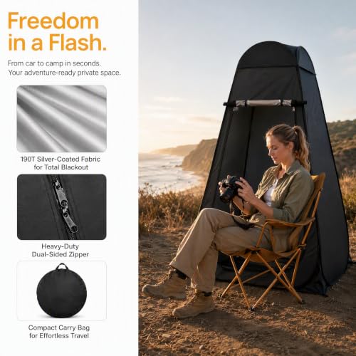 RUIGdye Extra-Tall Waterproof Portable Privacy Shower Tent for Camping & Outdoor Use