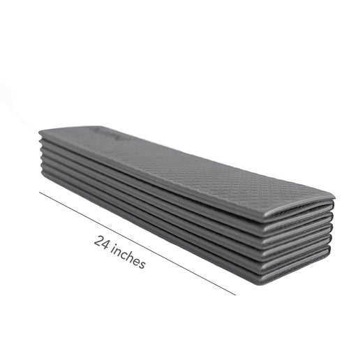 Numu Foldable Yoga Mat with Yoga Carrying Strap - Nonslip, Lightweight, and Portable 1/4” Inch Thick Workout Exercise Mat - Perfect for Easy Storage and Travel (Dark Gray)