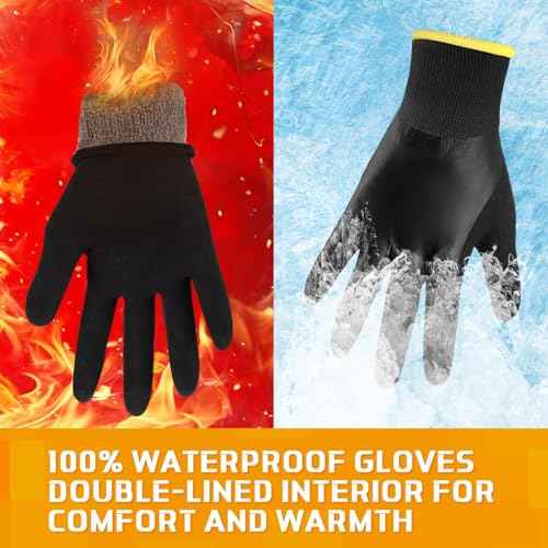 Sintuff Waterproof Work Gloves for Men Insulated Freezer Winter Work Gloves with Sandy Grip for Outdoor