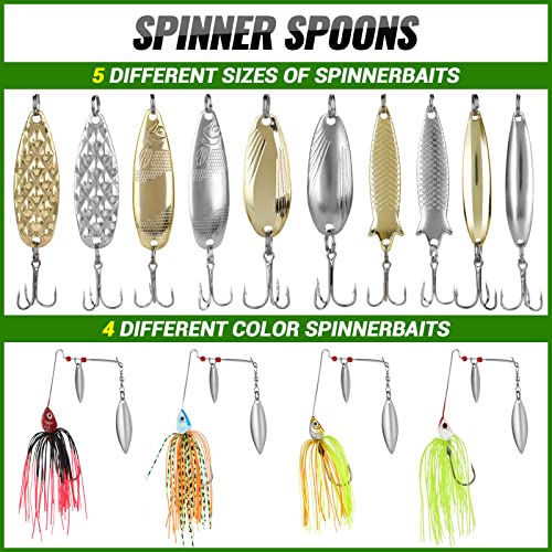 102Pcs Fishing Lures Kit with Tackle Box - All-in-One Saltwater & Freshwater Gear for Bass Trout & More