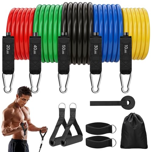 Bourid Resistance Bands with Handles - 5 Levels 10-50 lb, 150 lb Total