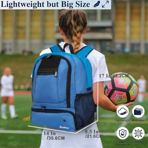 Rudmox Soccer & Basketball Backpack 30L Sports Equipment Bag with Shoes Compartment