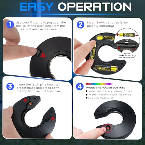 KINGTOP Battery-Operated RGB C-Shape LED Golf Hole Lights 2-Pack - Night Golf & Backyard Practice