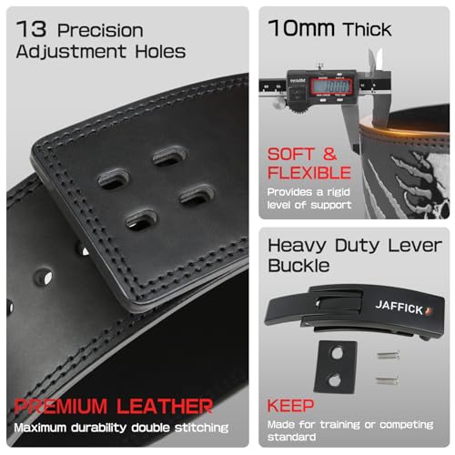 10mm Leather Lever Lifting Belt with 13-Position Fit for Squats, Bench, Deadlifts – Jaffick