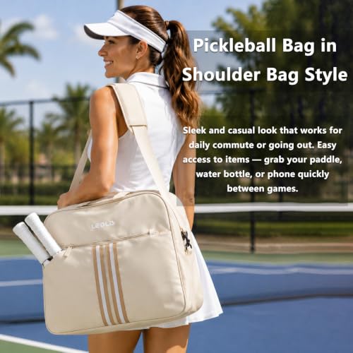 Beige Pickleball Bag with Shoe Compartment & Versatile Carrying Options - 30L
