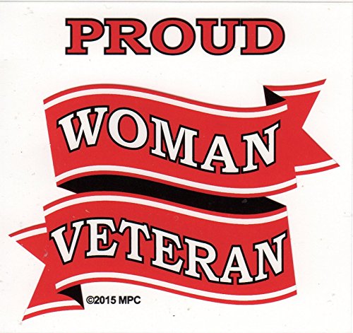 Proud Woman Veteran Decal - 3.25" x 4.25" Red & White Vinyl Sticker