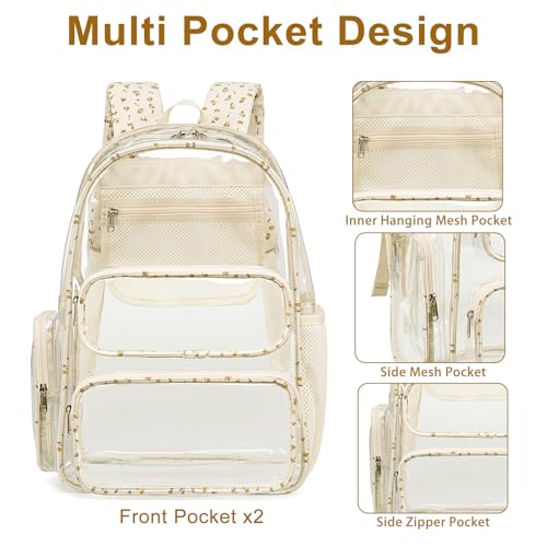 Clear Heavy Duty Backpack 17" Transparent Bookbag with Padded Straps