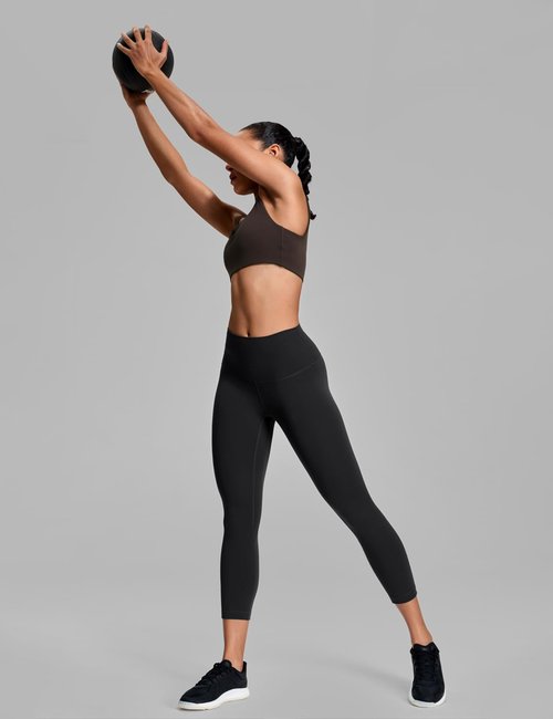 HeyNuts Workout Pro Capri Leggings for Women, Tummy Control High Waisted Compression Leggings Buttery Soft Running 3/4 Cropped Yoga Pants 21" Black M(8/10)