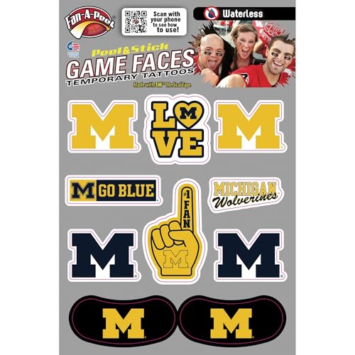 Michigan Wolverines Waterless Peel & Stick Temporary Tattoo 1.25" - Fan-A-Peel