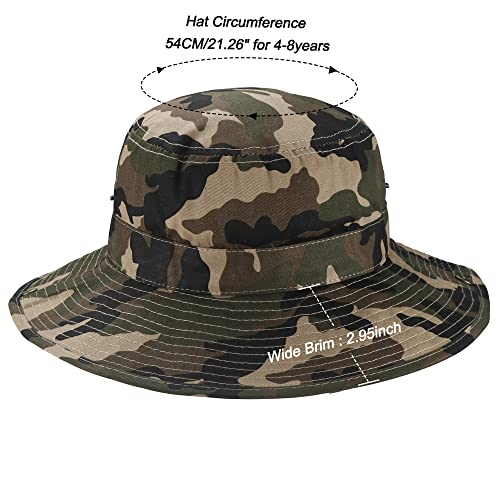 Kids Camouflage Bucket Hat with Drawstring - 4-8 Years