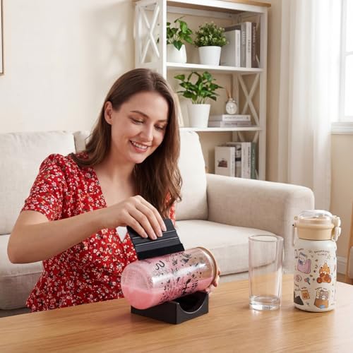 Silicone Cup Cradle for Tumblers with Slot & Squeegee - Black