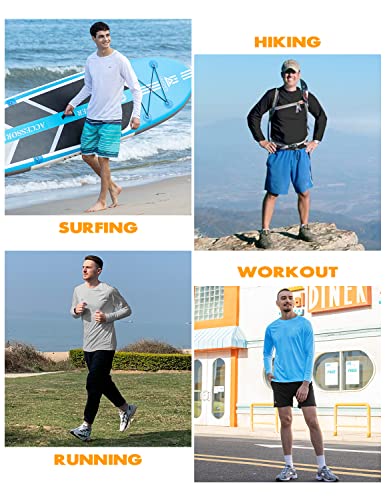 NAVISKIN Men's UPF 50+ Long Sleeve Sun Protection Rash Guard Shirt - Royal Blue, Large
