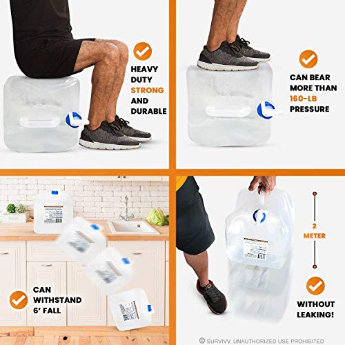 SurVivv 5.3Gal/20L Collapsible Water Container with Spigot 2-Pack BPA Free Food Safe