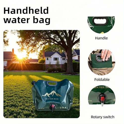 8L Collapsible Water Jug - BPA-Free with Adjustable Faucet - Blackish Green
