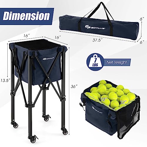 Foldable Tennis Ball Hopper Cart - Lightweight Aluminum, Blue