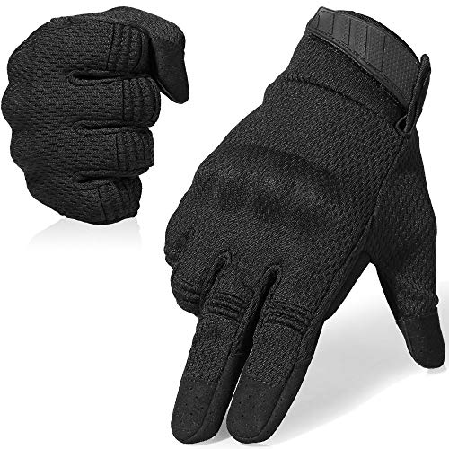 WTACTFUL Black Large Breathable Tactical Full Finger Gloves for Men
