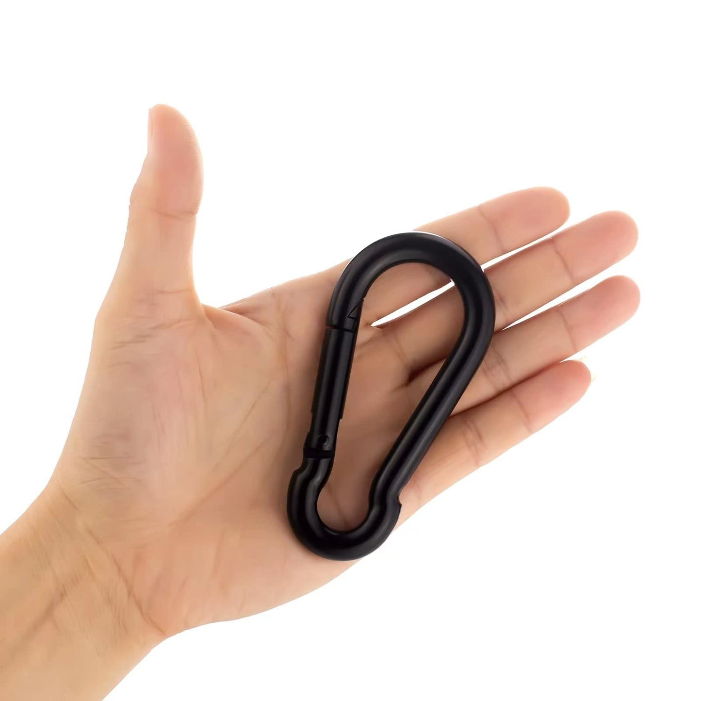 4 Inch Carabiner Clip Spring Snap Hook Black Heavy Duty Steel Clip Link Buckle 10x100mm 2pcs for Hammock Punching Bags Swing Chairs Gym Equipment Camping Hiking