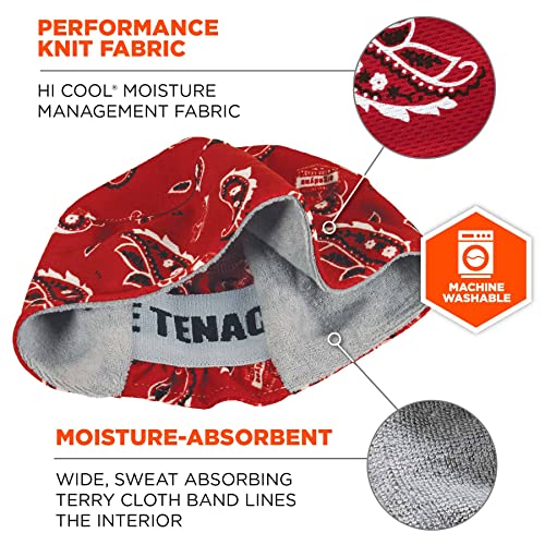 Chill-Its 6630 Skull Cap - Red Western, Terry Cloth Sweatband