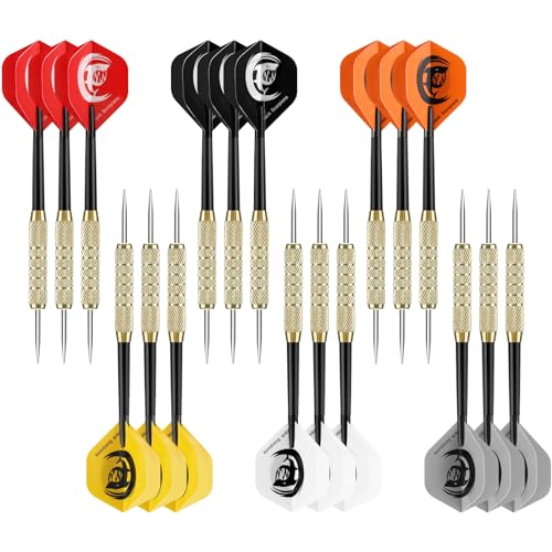 18G Steel Tip Darts Set - 18 Pack Metal Tips for Dartboard