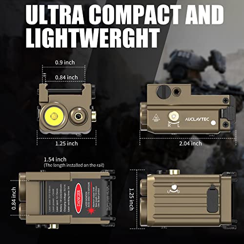 Pistol Flashlight Green Laser Combo 420 Lumens Pistol Light Recharge Tatical Flashlight Fits for Picatinny MIL-STD-1913 Rail, Fits for Glock (with Built-in Battery)