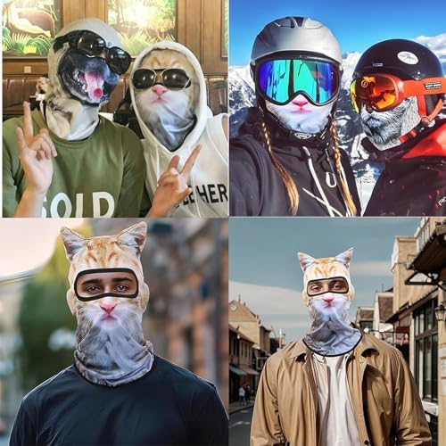 3D Cat Ear Balaclava Ski Mask - Windproof Thermal Face Mask for Outdoor Sports