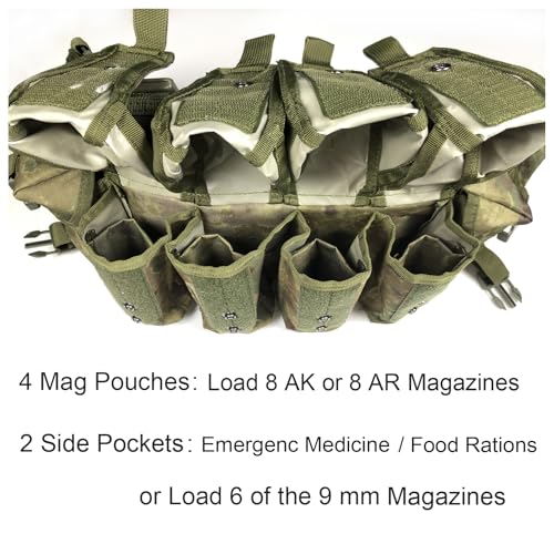 Adjustable Tactical Chest Rig for Airsoft with Mag Pouches - Gn