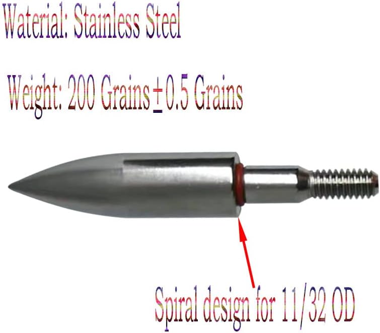 Skiennix Stainless Steel Archery Field Points - Easy Pull Design | 9/32", 19/64", 5/16", 11/32" Sizes, 100-200 Grains (12 Pack)