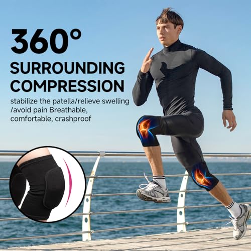 Volleyball Knee Pads - Unisex Compression for Sports - Black, Small