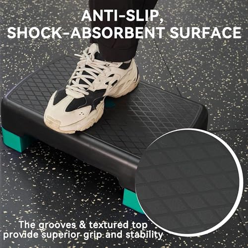 Aerobic Step Platform Trainer with Adjustable Risers - Black & Green