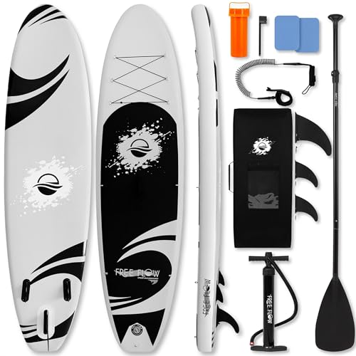 10'6" Inflatable Stand Up Paddle Board with Premium Accessories - Black and Gray