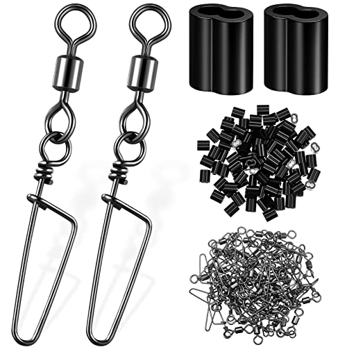 Hotop Decoy Crimp Swivel Snap Set for Duck Decoys – Black, 80 Pieces