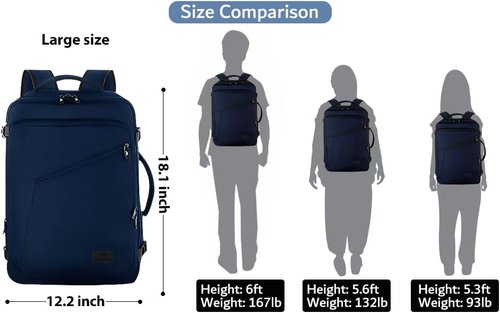 MATEIN Travel Backpack - 27L Water-Resistant Carry-On | Convertible Daypack for Hiking & Work - Blue