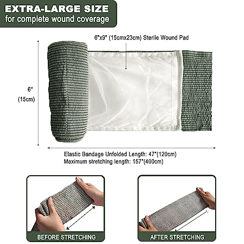 Cozii Israeli Style Emergency Trauma Bandage 6 Inch 8 Pack - Hemorrhage Control First Aid Kit