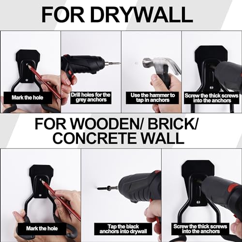 Garden Power Tool Hanger - 4Pcs Steel String Trimmer Holder Wall Mount, Grass Trimmer Organizer, Weed Eater Rack Garage Storage Hook for Weed Wacker, Leaf Blower and Other Lawn Equipment