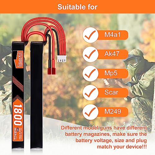 11.1V 1800mAh Airsoft Nunchuck Split Pack LiPo Battery - T-Plug