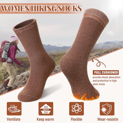 Velice Caramel Series Merino Wool Thermal Hiking Socks for Winter