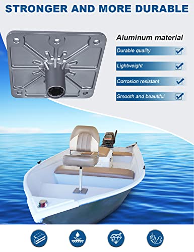 MATINA 1 Pack 7x7 Inch Aluminum Boat Seat Base with 3/4" Pin Post Socket, Heavy Duty Marine Seat Mount