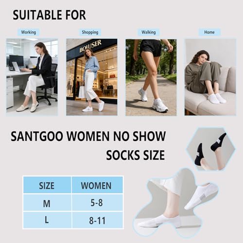 No Show Socks for Women - Low Cut Non-Slip Athletic Cotton - 3 Pack White